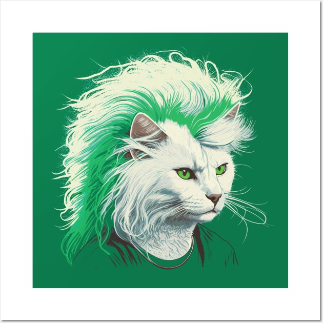 80s Metal Cat With Mullet Wall Art by DankFutura